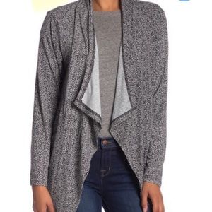 Papillon Herringbone Draped Open Front Cardigan